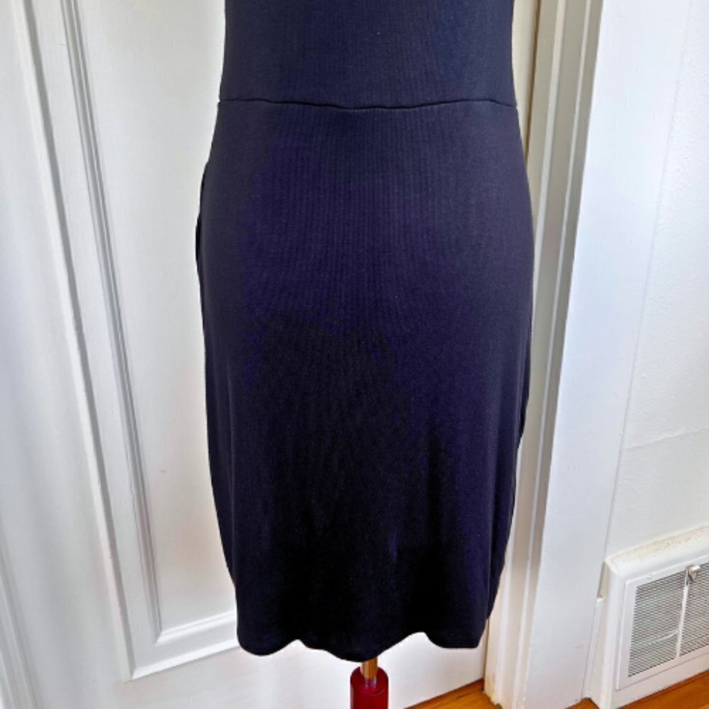 GOLDRAY Black Knit Asymmetrical Surplice Dress Size M - Picture 7 of 8